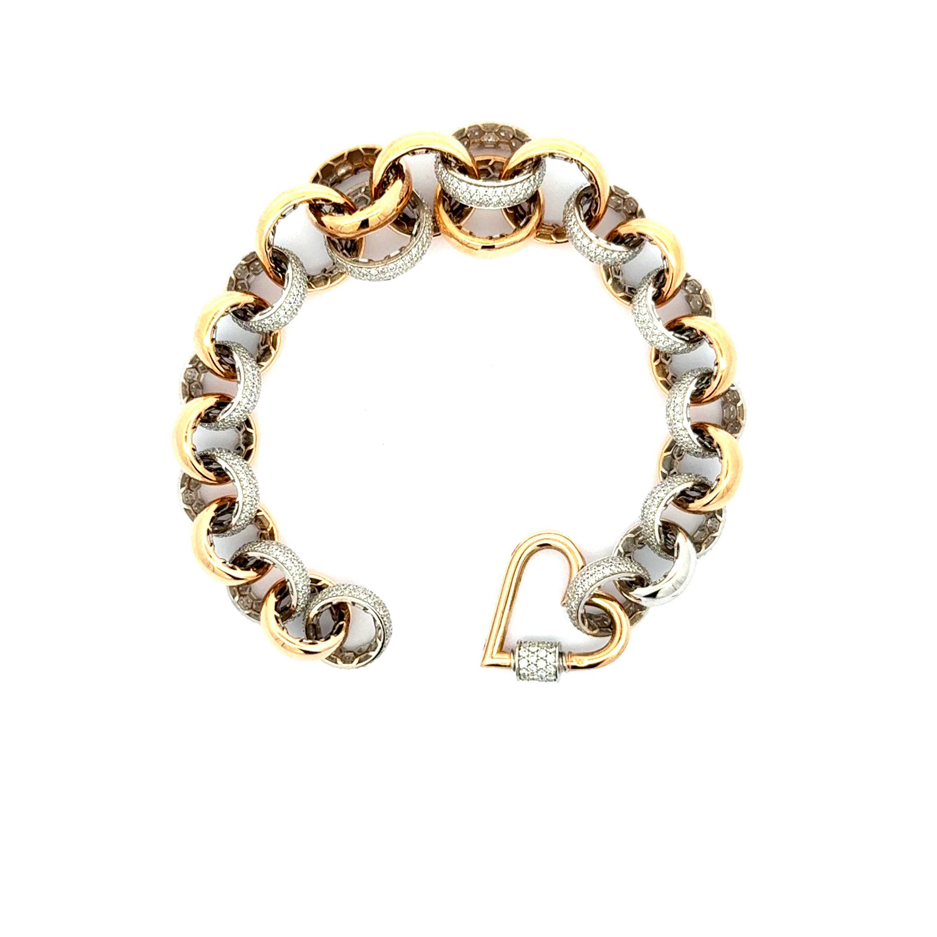 Yellow Gold Chain Bracelet with Diamond Accents