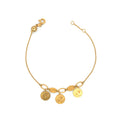 Yellow Gold Chain Bracelet with Vintage Coin Charms