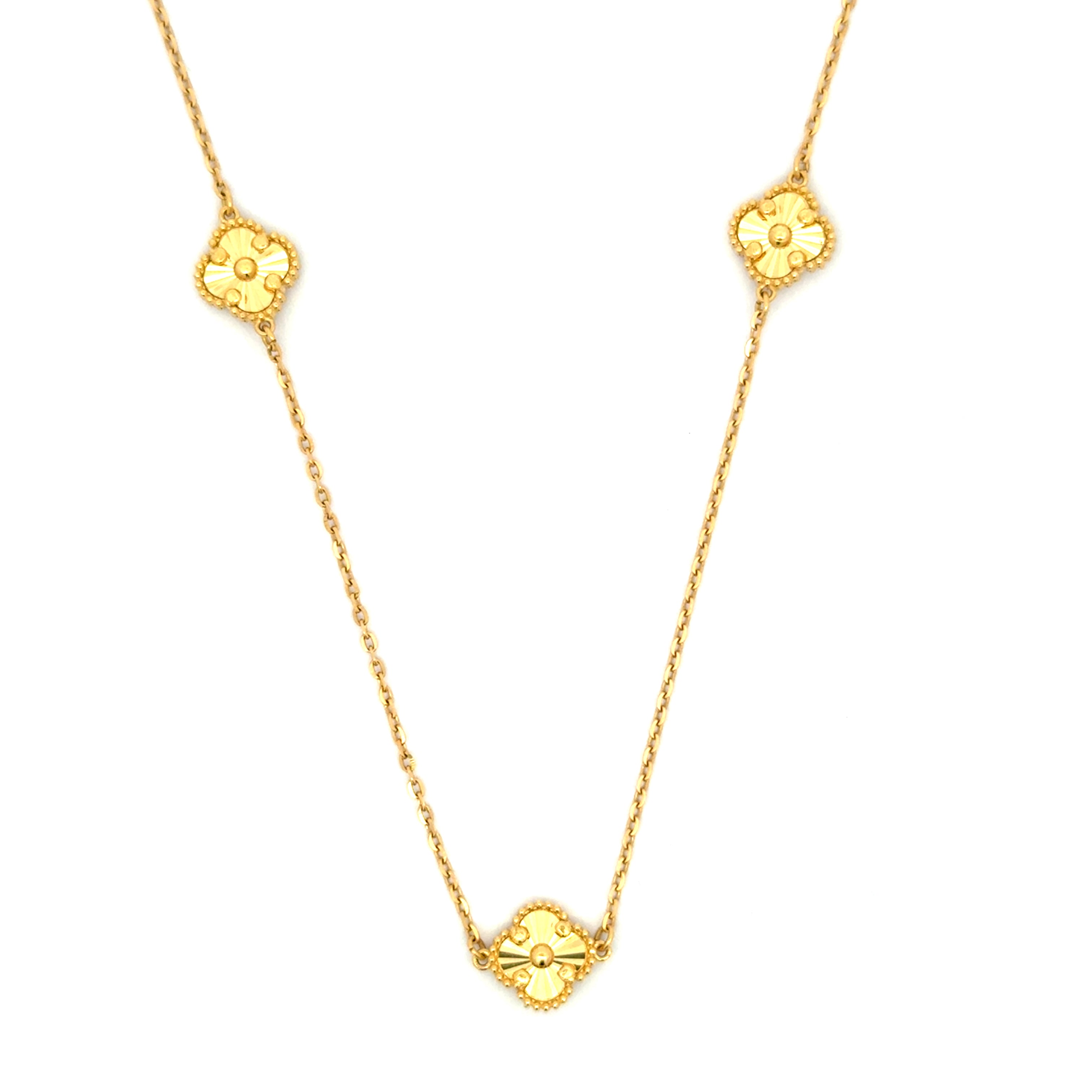 Yellow Gold Clover Chain Necklace