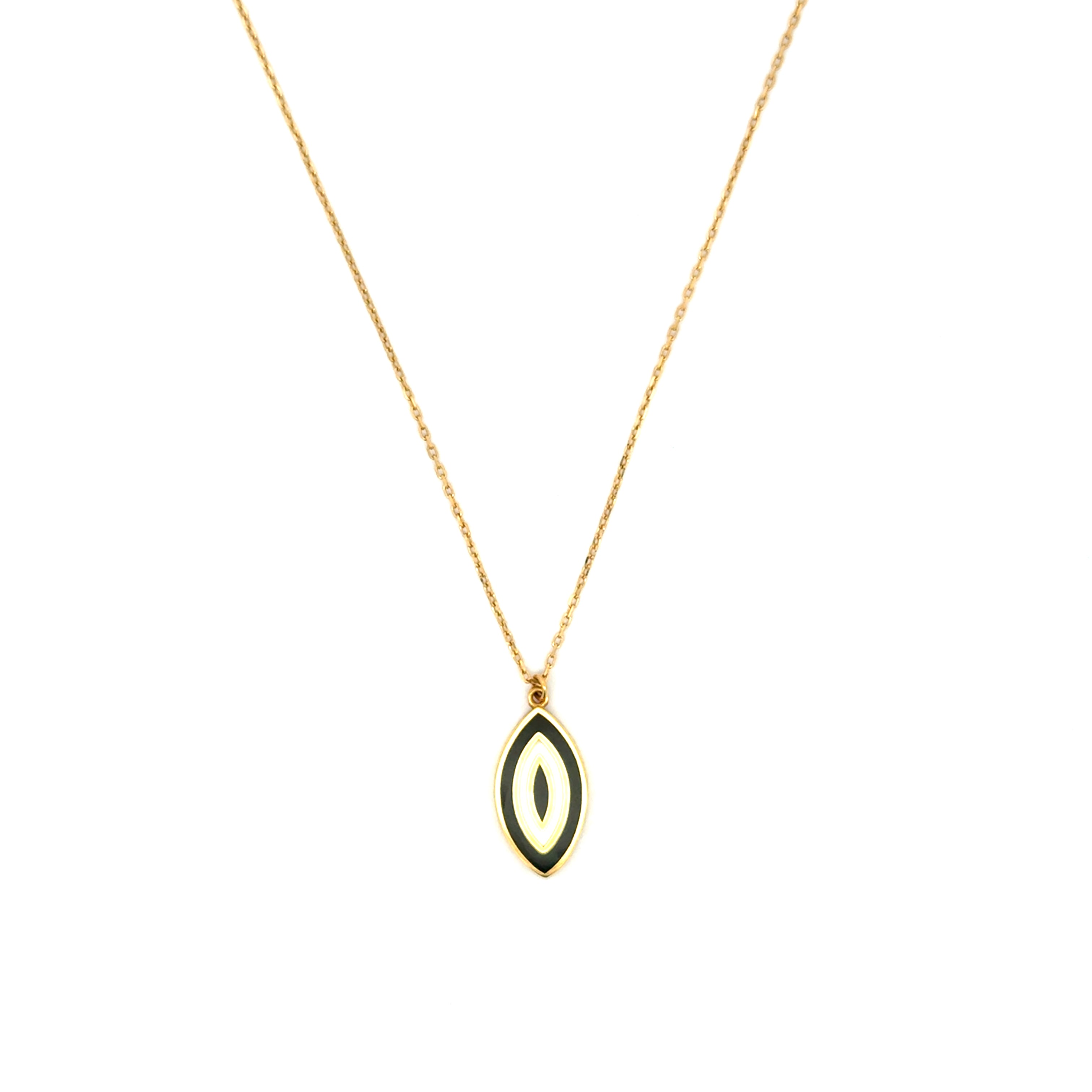 Modernist Yellow Gold Chain Necklace with Geometric Pendant