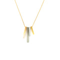 Modern Yellow Gold Chain Necklace with Multi-Tone Bar Pendantst
