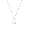 Yellow Gold Flower Charm Necklace with oBaguette