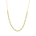 Yellow Gold Beaded Necklace with Turquoise Accents