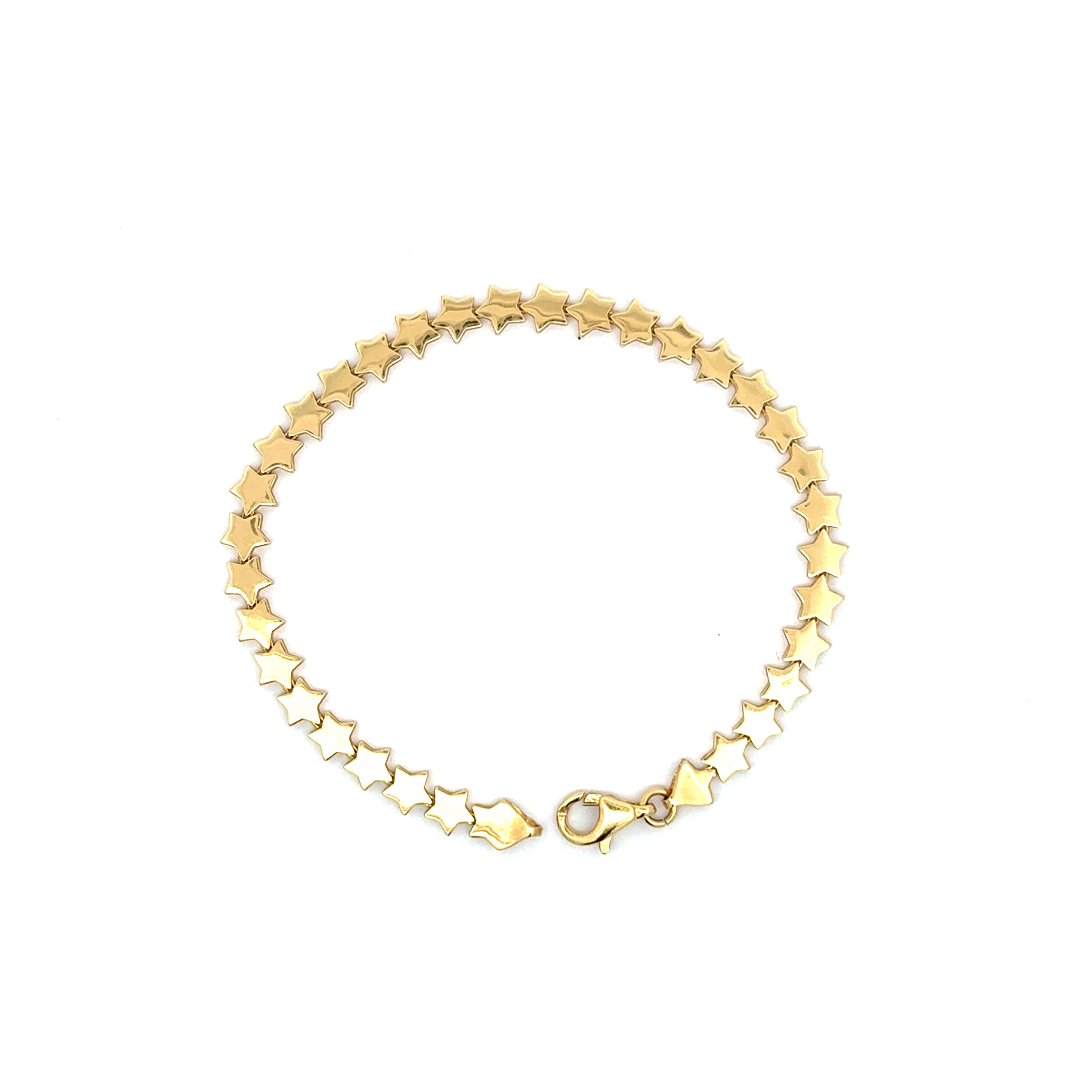 Yellow Gold Star Link Chain Bracelet