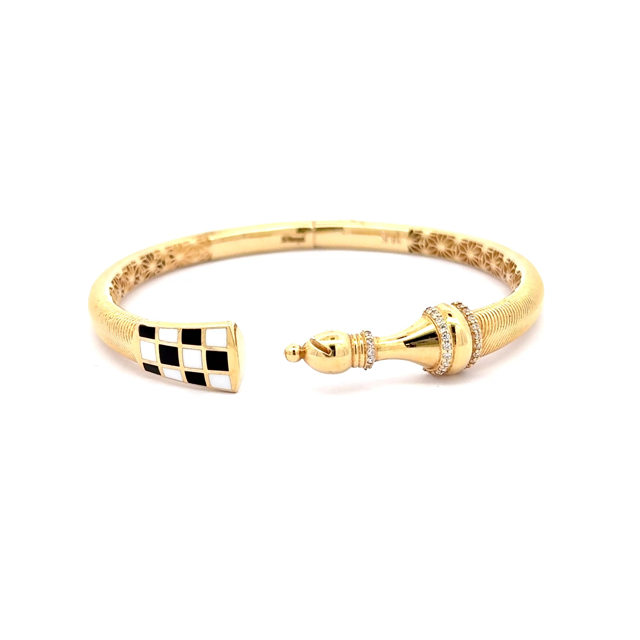 Yellow Gold Chessboard Bangle