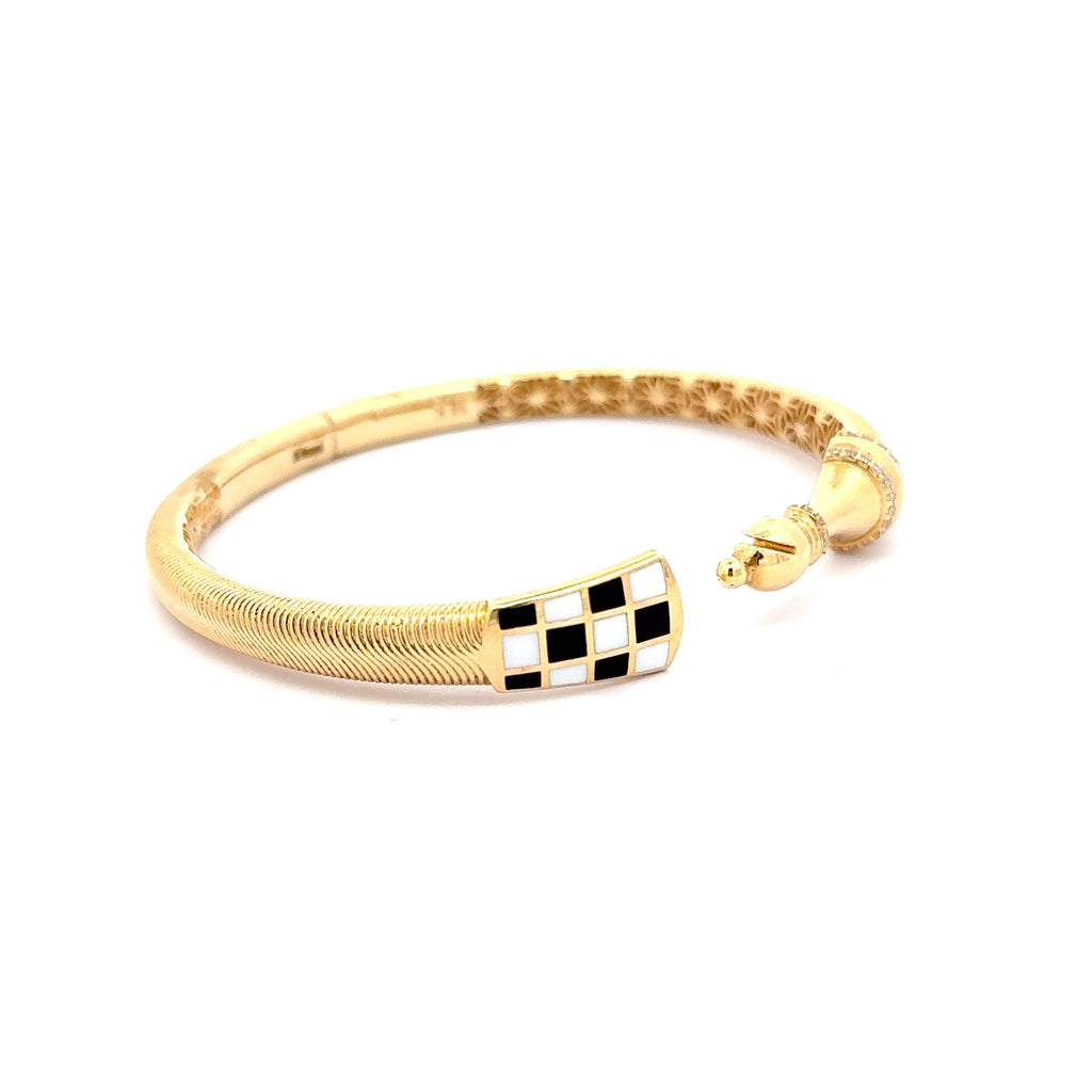 Yellow Gold Chessboard Bangle