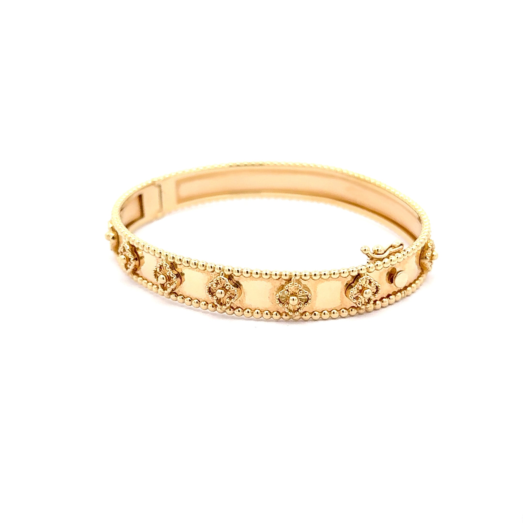 Floral Motif Yellow Gold Bangle
