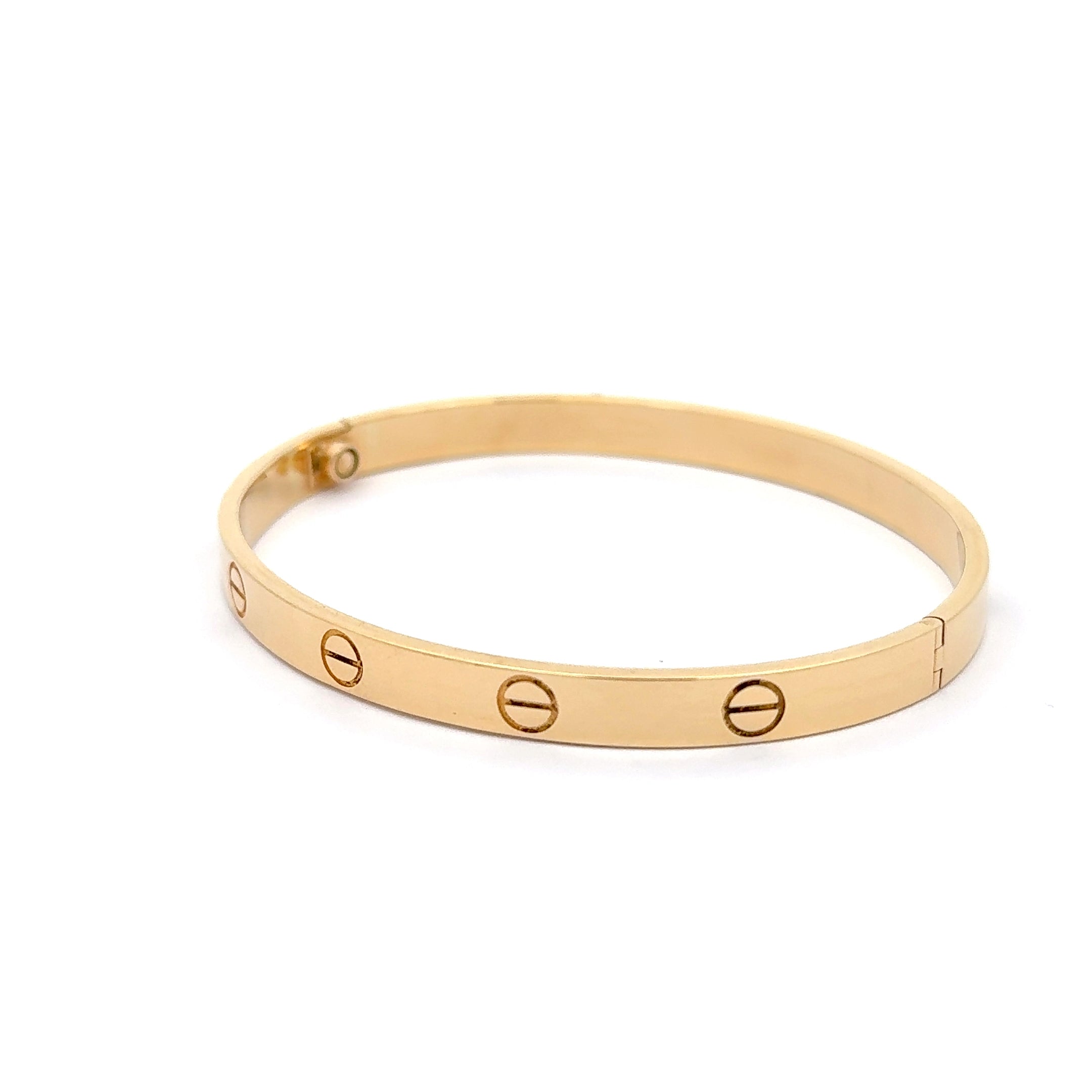 Yellow Gold Bangle Bracelet with Engraved Motifs