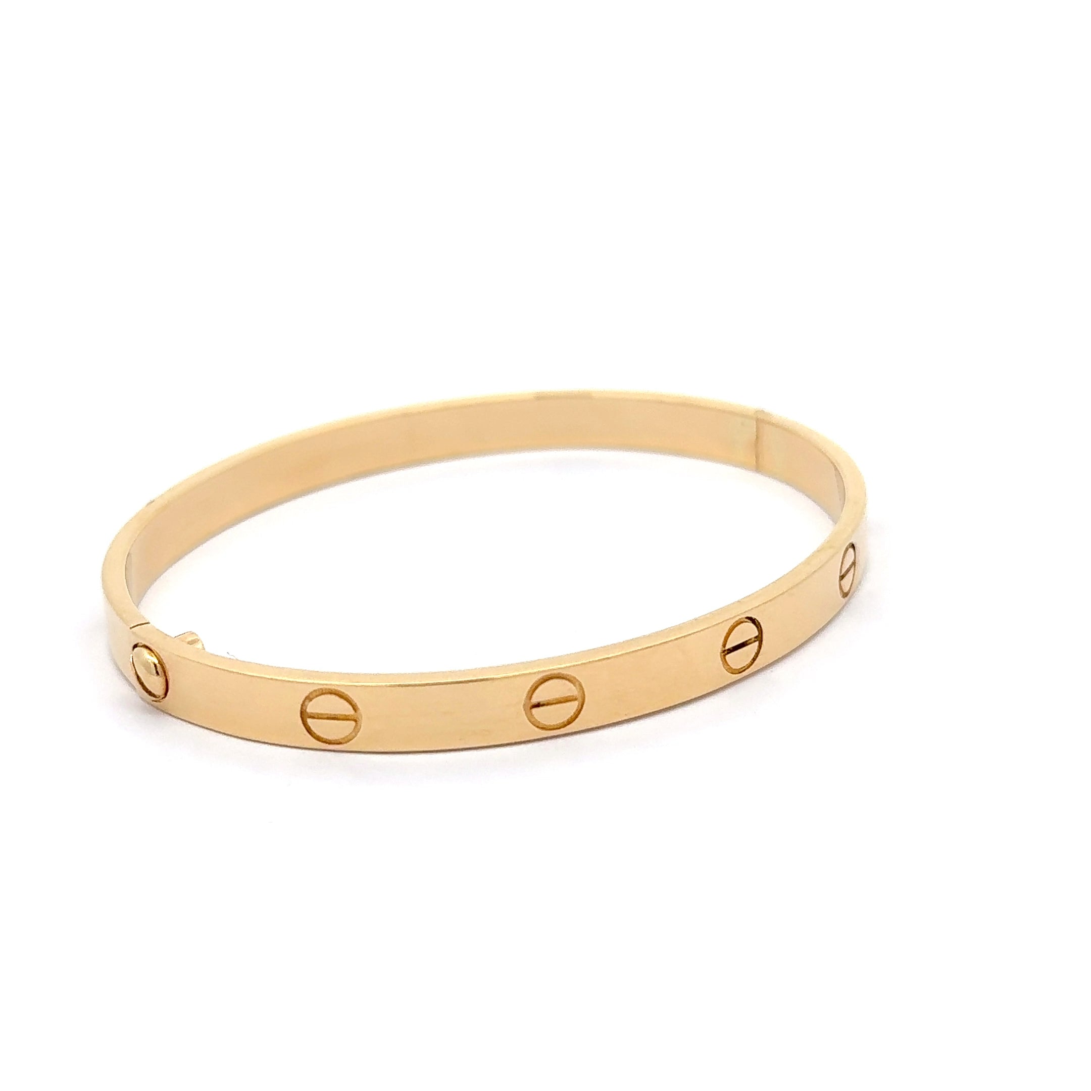 Yellow Gold Bangle Bracelet with Engraved Motifs