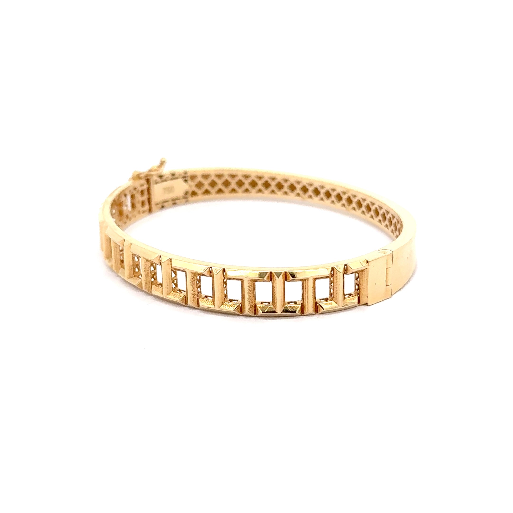 Geometric Design Yellow Gold Bangle