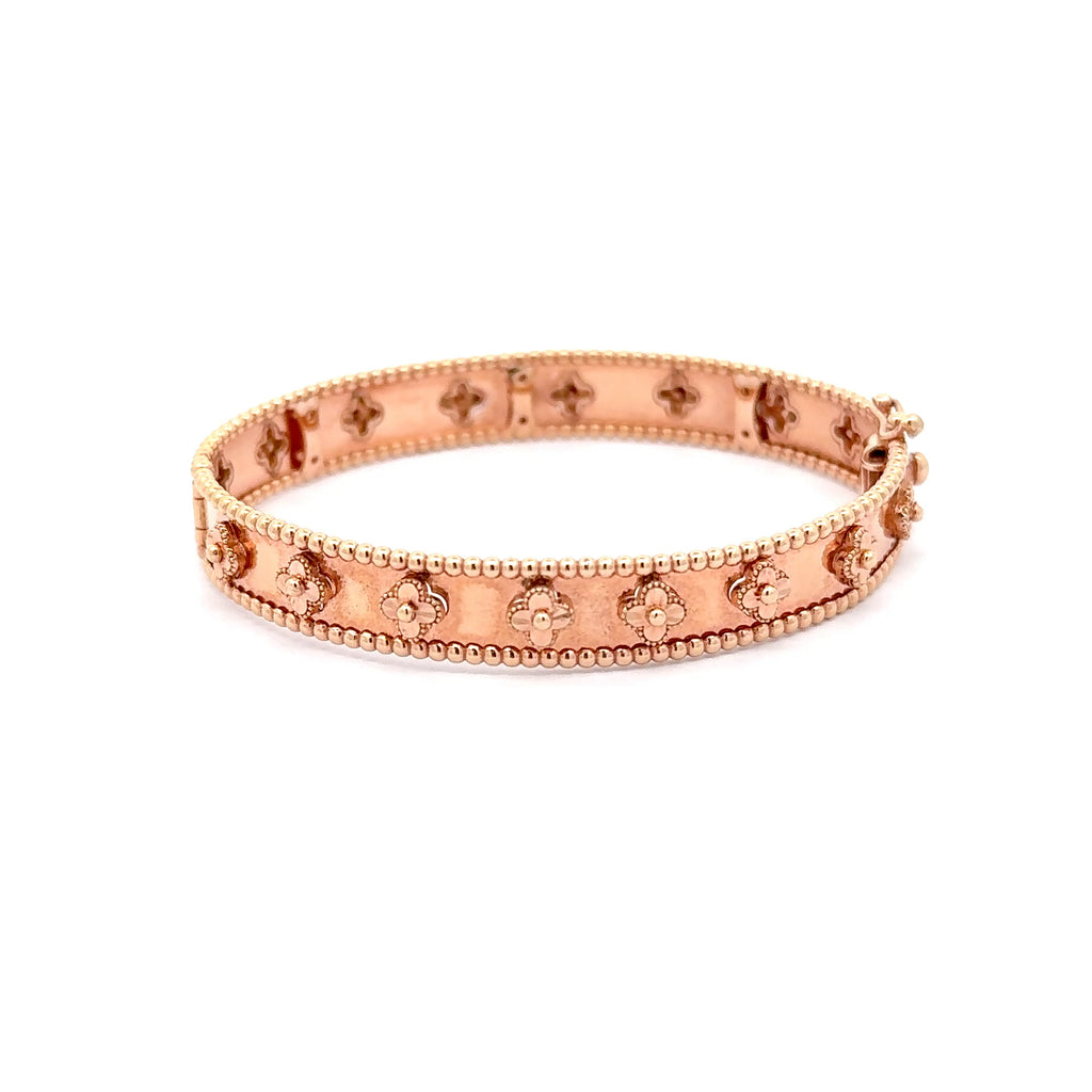 Exquisite Rose Gold Floral Bangle