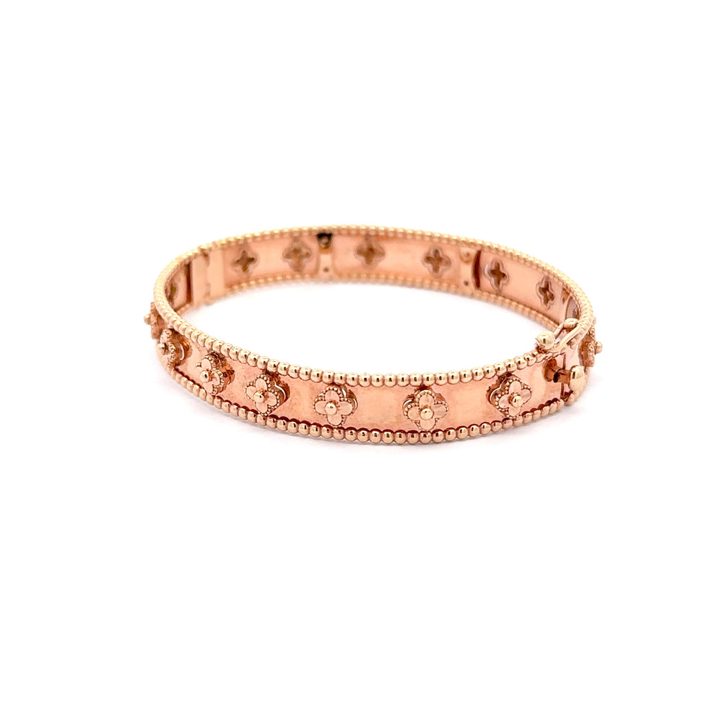Exquisite Rose Gold Floral Bangle