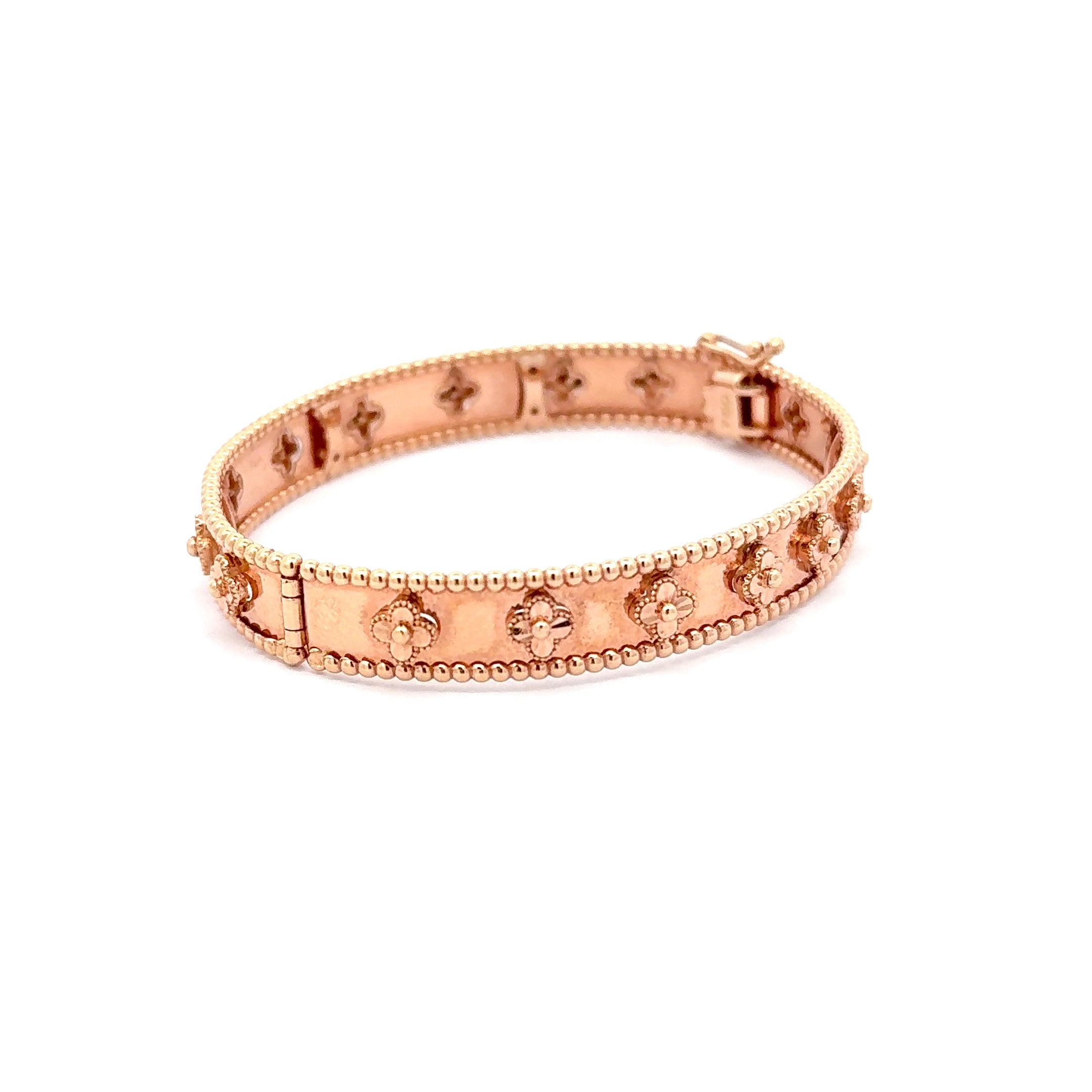 Exquisite Rose Gold Floral Bangle
