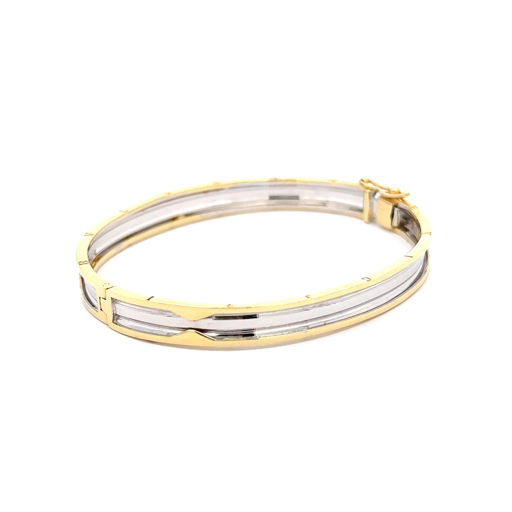 Two-Tone Yellow Gold Hinged Bangle