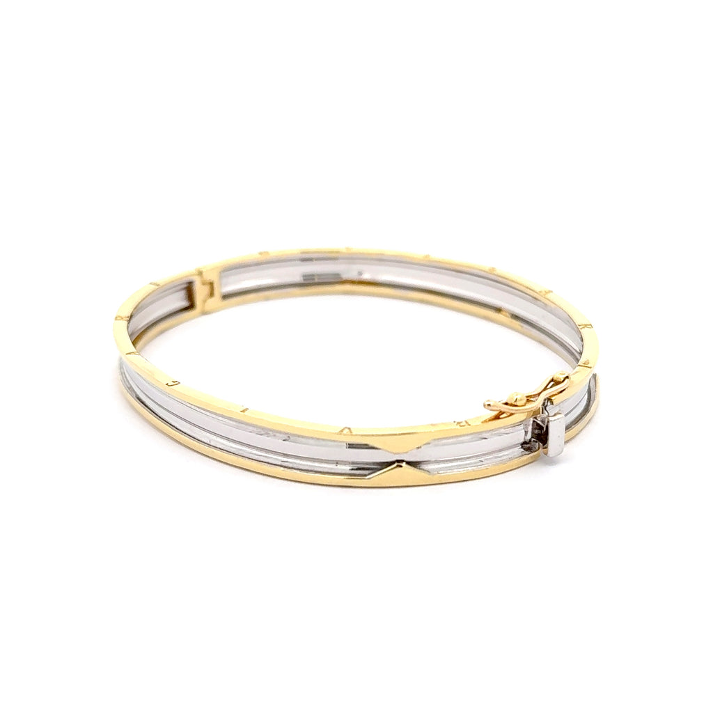 Two-Tone Yellow Gold Hinged Bangle