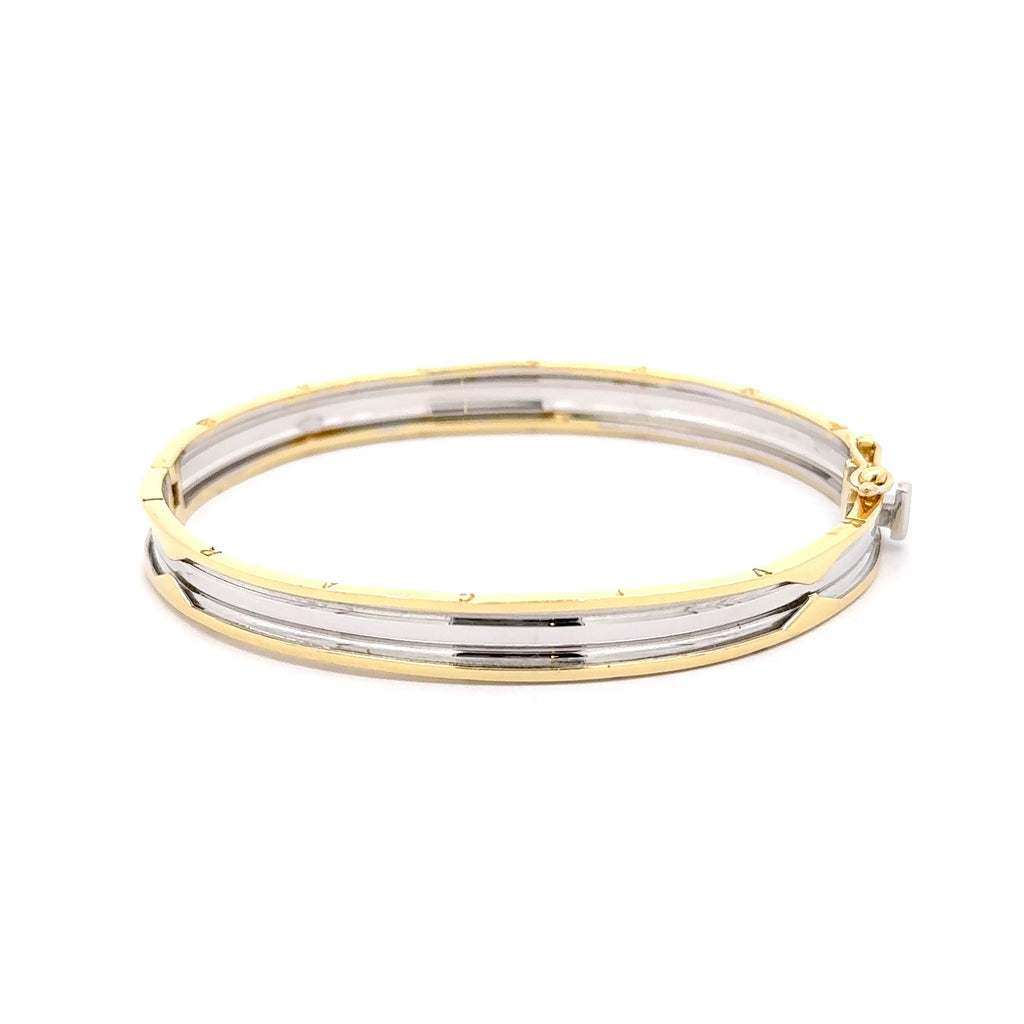 Two-Tone Yellow Gold Hinged Bangle