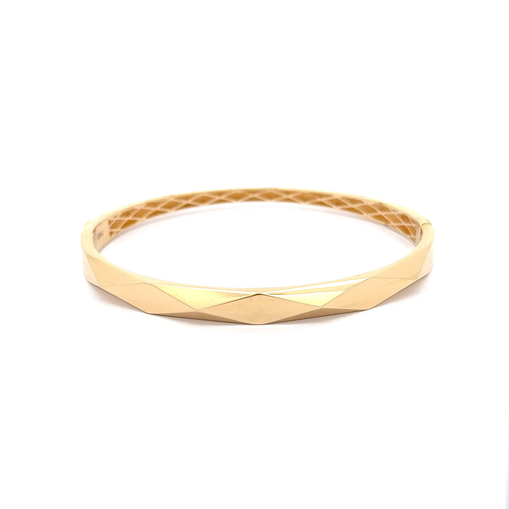 Geometric Faceted Yellow Gold Bangle