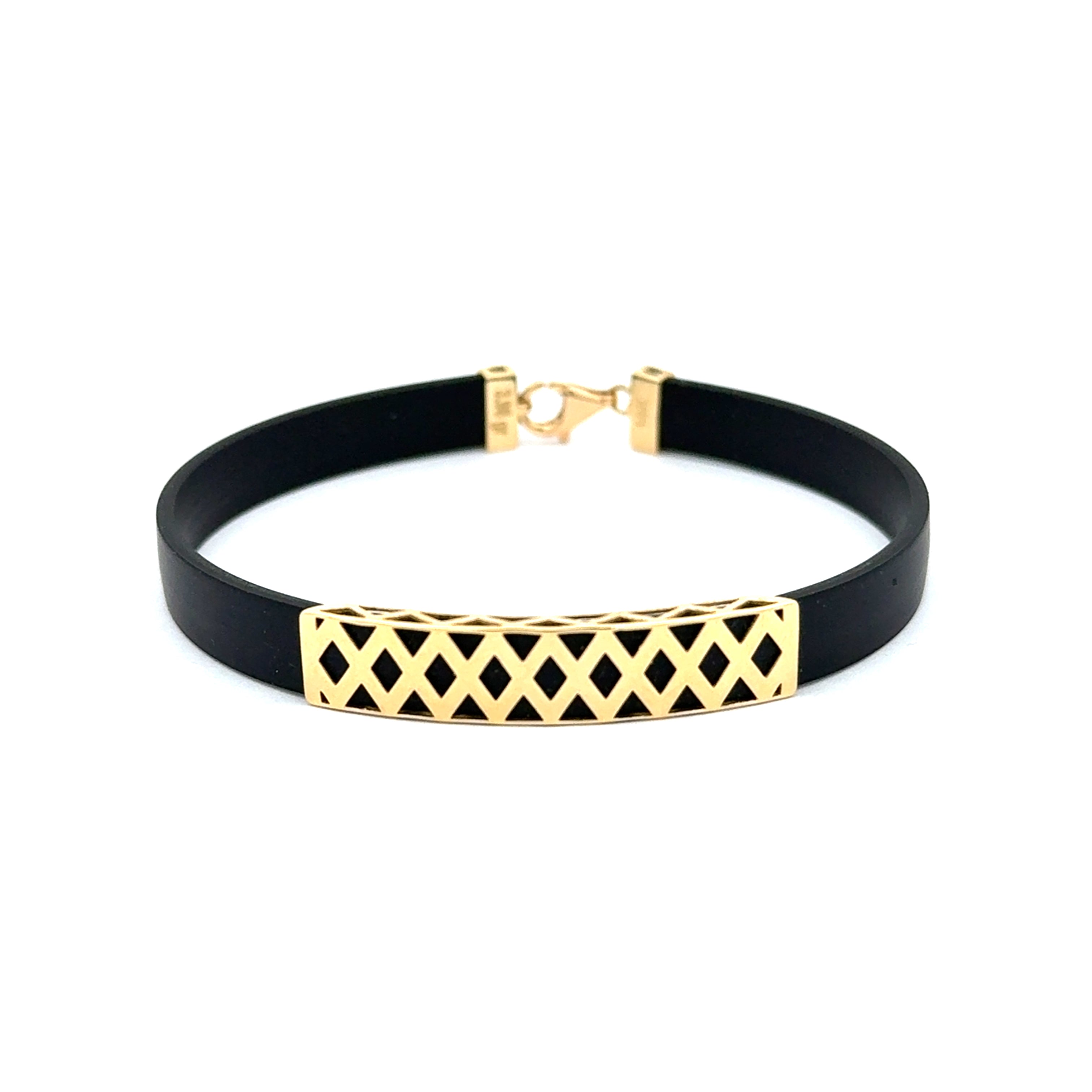 Modern Black and Yellow Gold Geometric Bangle Bracelet