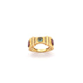 Textured Yellow Gold Ring with Blue Topaz and Accent Gems