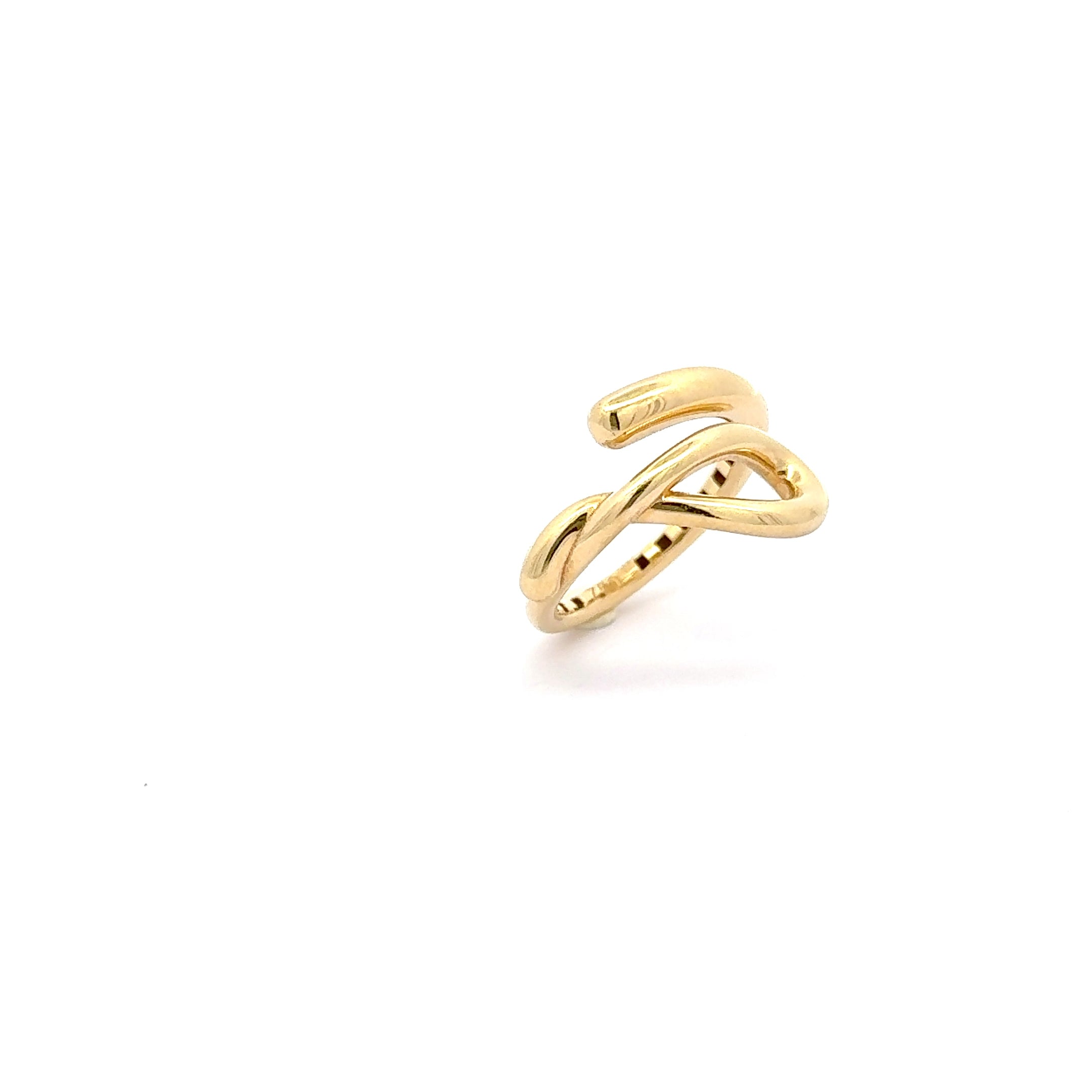 Sculptural Yellow Gold Coil Band Ring with Inscribed Detail