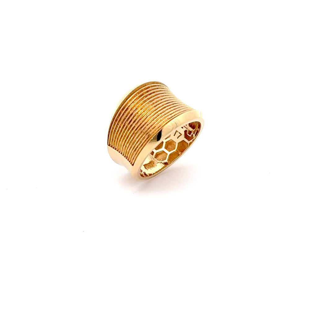 Textured Yellow Gold Statement Band Ring