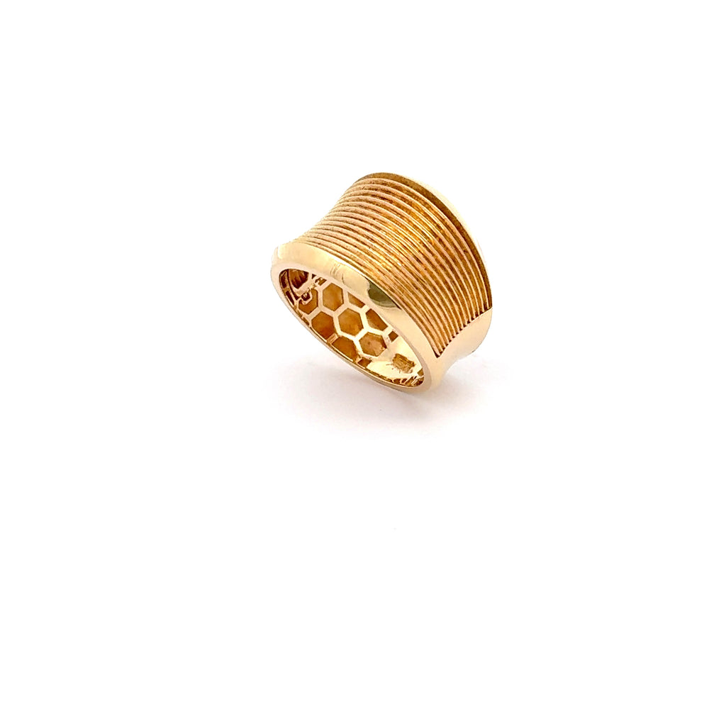 Textured Yellow Gold Statement Band Ring