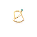 Yellow Gold Multistone Ring with Pear-Shaped Turquoise and Pearl