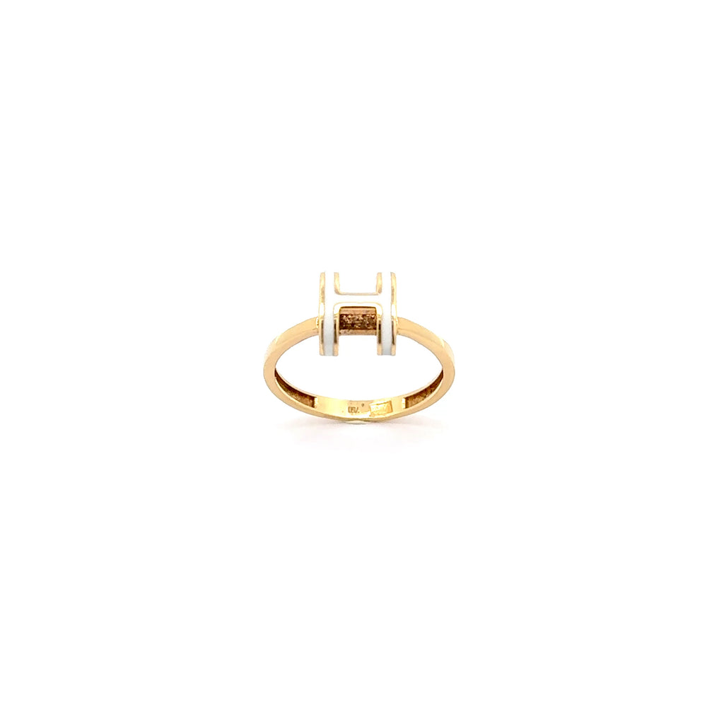 Yellow Gold Ring Mount with H-Design