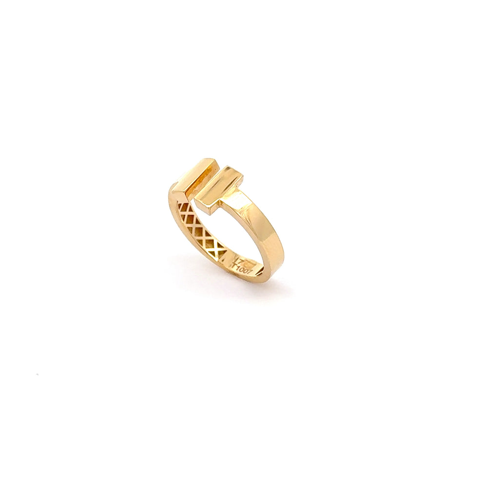 Modern Yellow Gold 'T' Design Band Ring