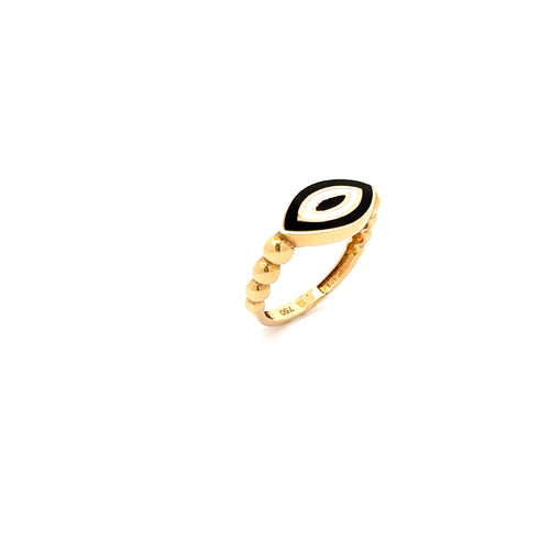 18k Yellow Gold Enamel Band Ring