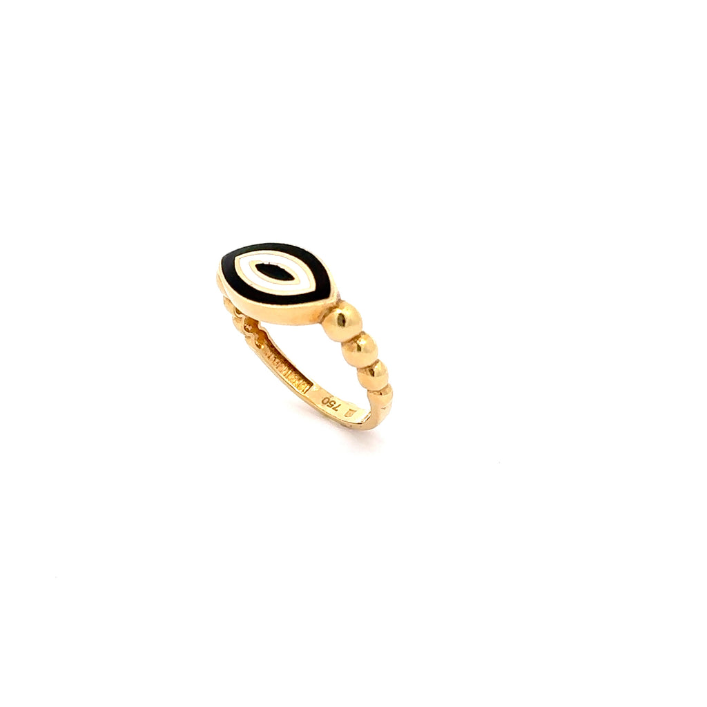 18k Yellow Gold Enamel Band Ring