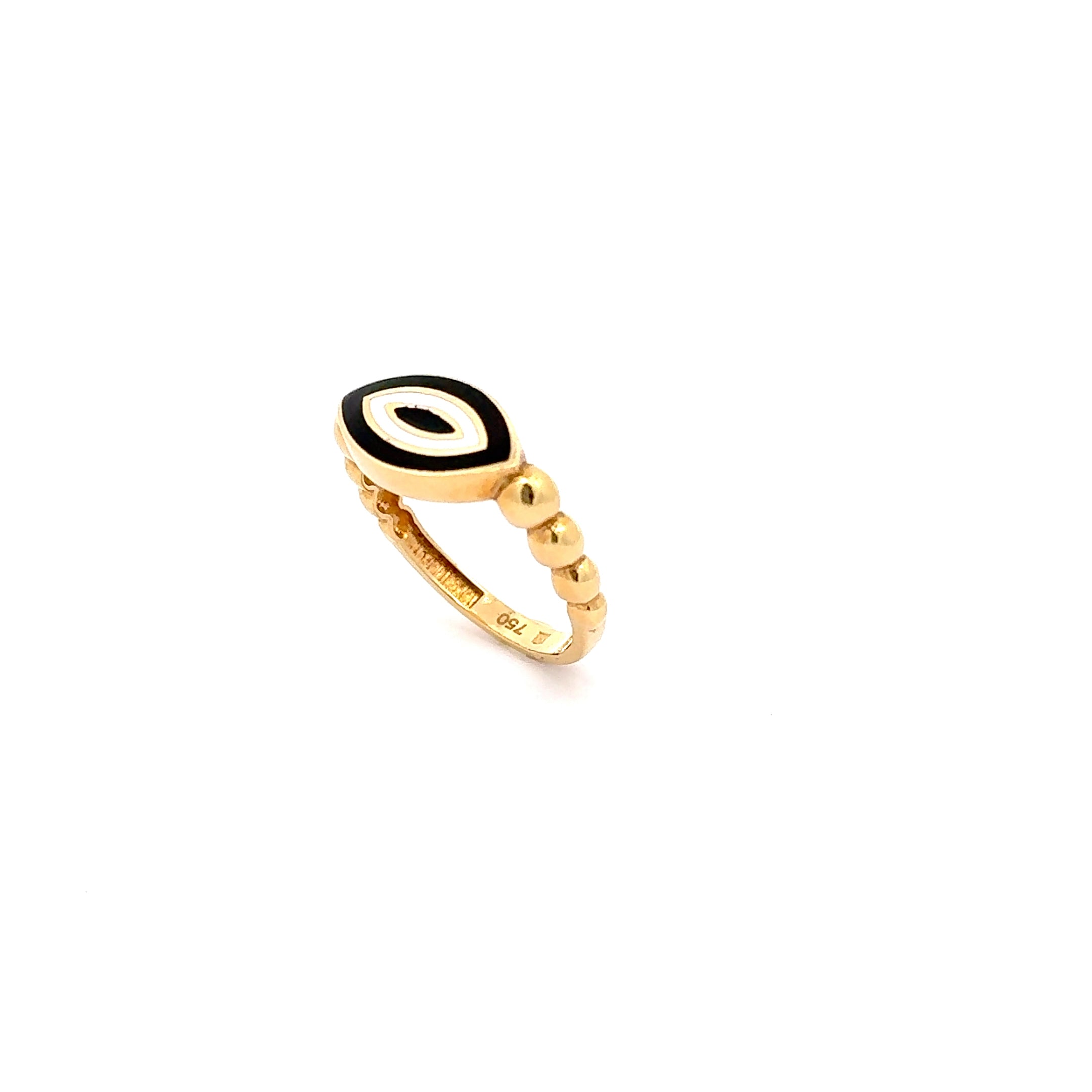 18k Yellow Gold Enamel Band Ring