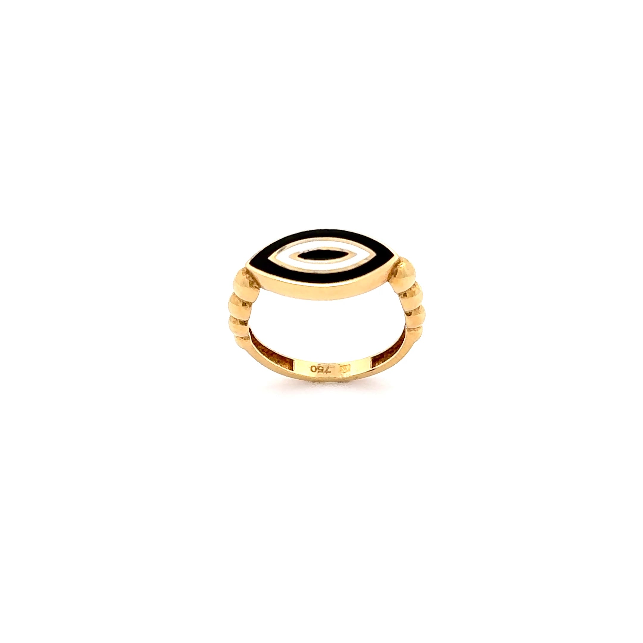 18k Yellow Gold Enamel Band Ring